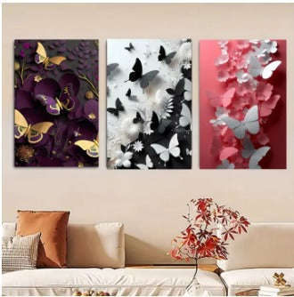 Set Of 3 Butterfly Art Wooden Frames – photo 1