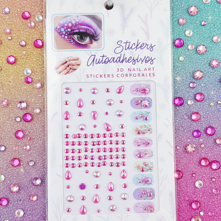 Temporary Tattoo for Women �Rhinestone Gems Face & Body Sticker | Self-Adhesive Crystal Makeup Decoration for Parties & Festivals (Random Design)
