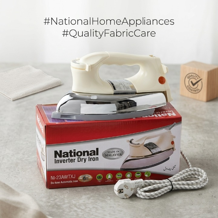 National Inverter Dry Iron 400 Watt Low Power Energy Efficient Solar Compatible Electric Iron Non Stick Soleplate Lightweight Fast Heating