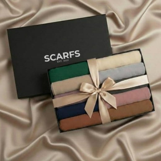 Pack of 5 Hijab With 1Pc 4-in-1 Inner Cap �Gift Set (Mix Colors Without Box)