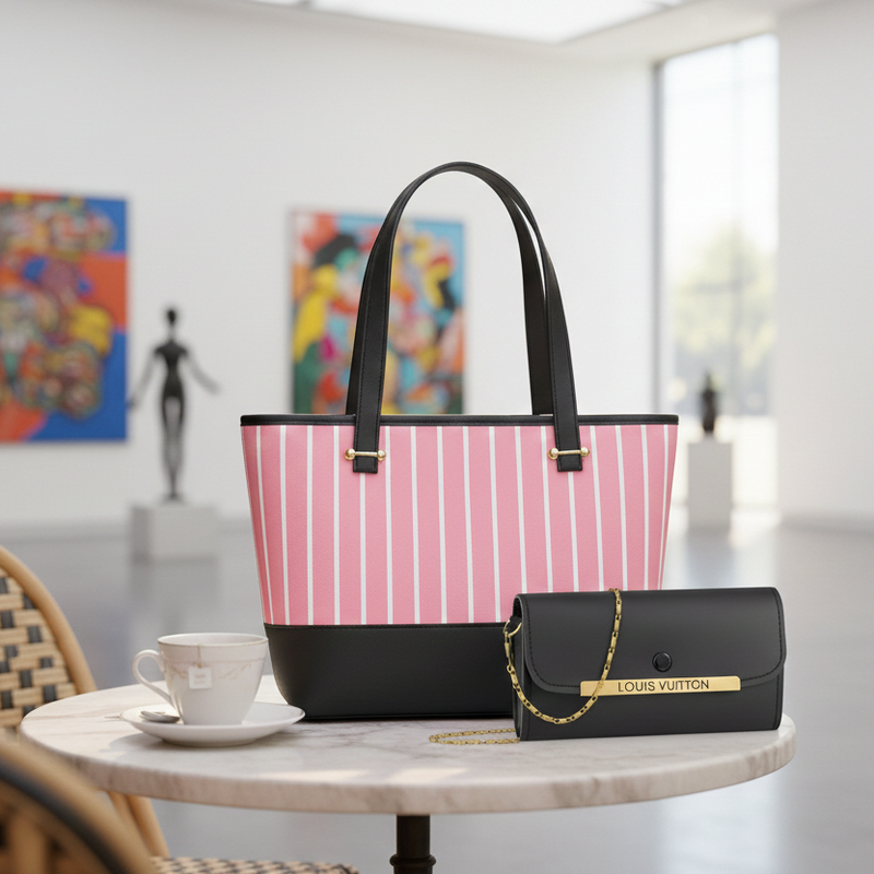 Elegant 2-Piece Women's Handbag Set: Chic Pink – photo 2