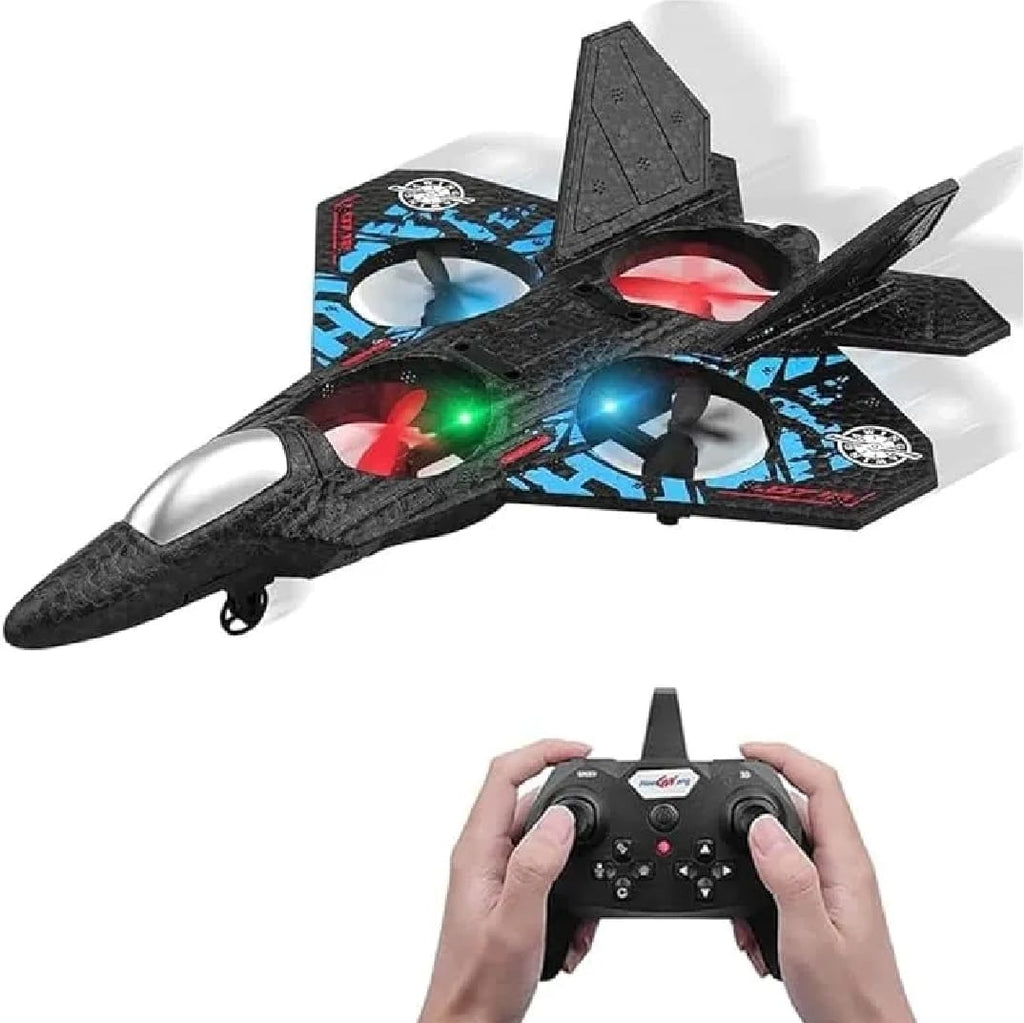 Premium RC Fighter Jet Plane �2.4G Remote Control Foam Airplane Toy with Lights | High-Speed Glider | Helicopter Style Stunt Aircraft for Kids & Adults