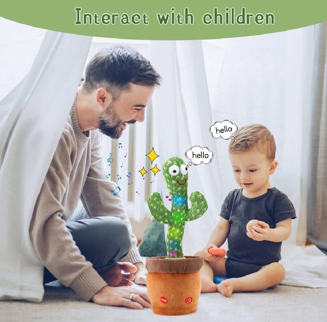 Dancing Cactus Toy for Kids �Talking & Singing Plush Cactus | Interactive Mimic Toy | Battery Operated Fun Toy for Toddlers (Without Box)