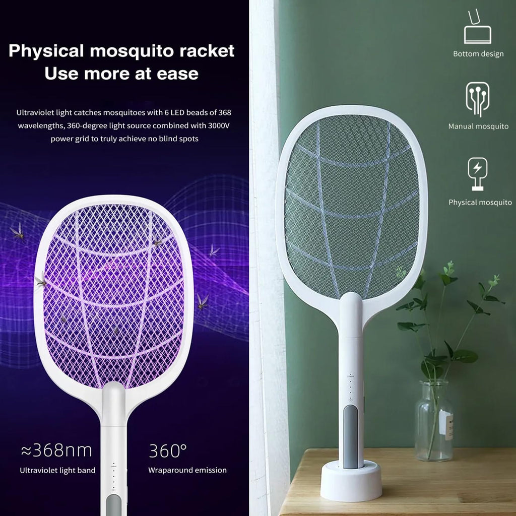 USB Rechargeable Mosquito Racket With Stand �Electric Insect Killer Bat For Indoor And Outdoor Use | Insects Killer | Mosquito Killer Racket (Random Color)
