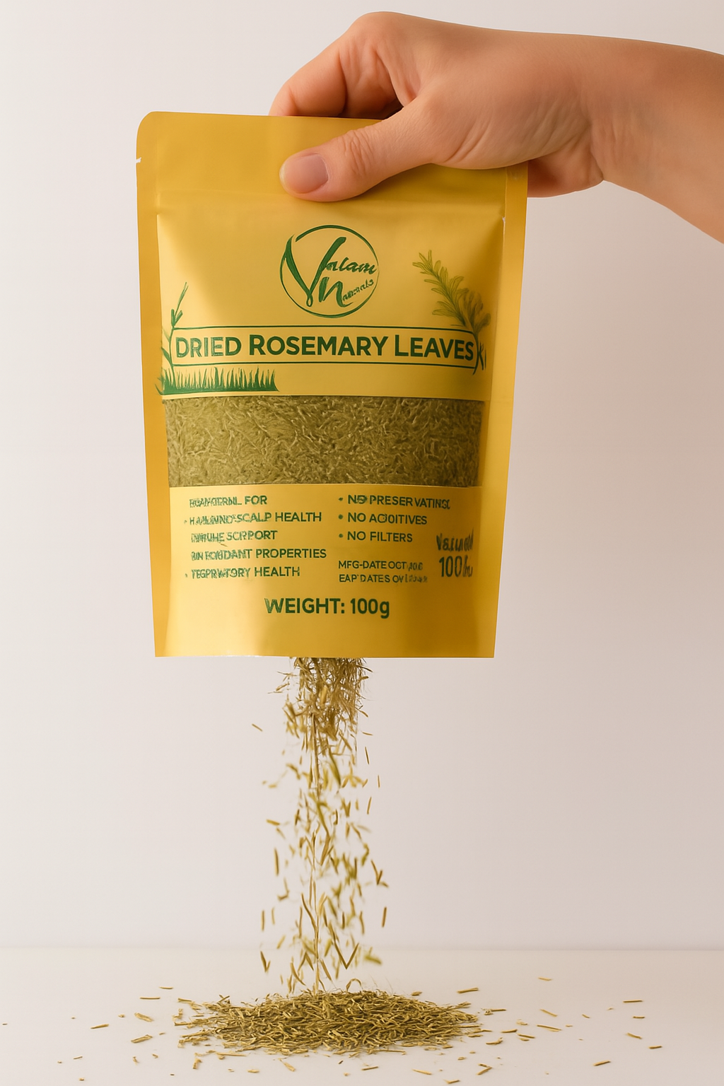 Valam Naturals Dried Rosemary Leaves 100g �100% Natural, Preservative-Free Herb for Cooking, Hair & Scalp Care, and Immune Support