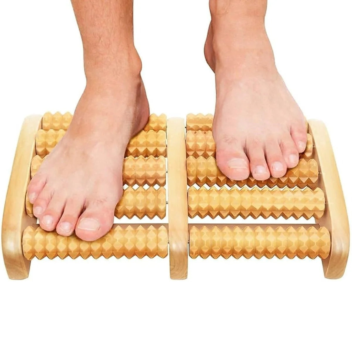 Traditional Wooden Roller Foot Massager Durable Natural Wood Design For Relaxation Stress Relief And Improved Blood Circulation
