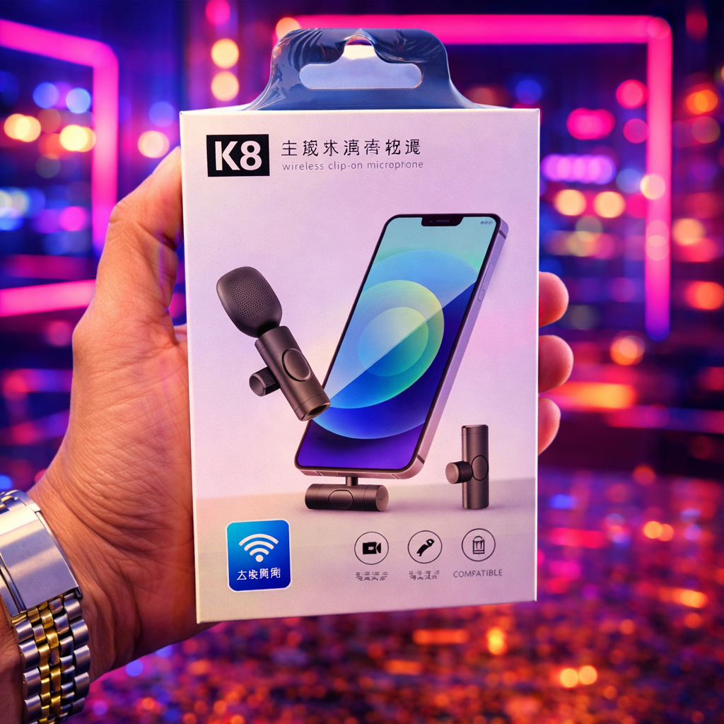 K8 Wireless Collar Microphone ?? Type-C Android Supported | Noise Reduction | Vlogging, YouTube & Podcast Mic
