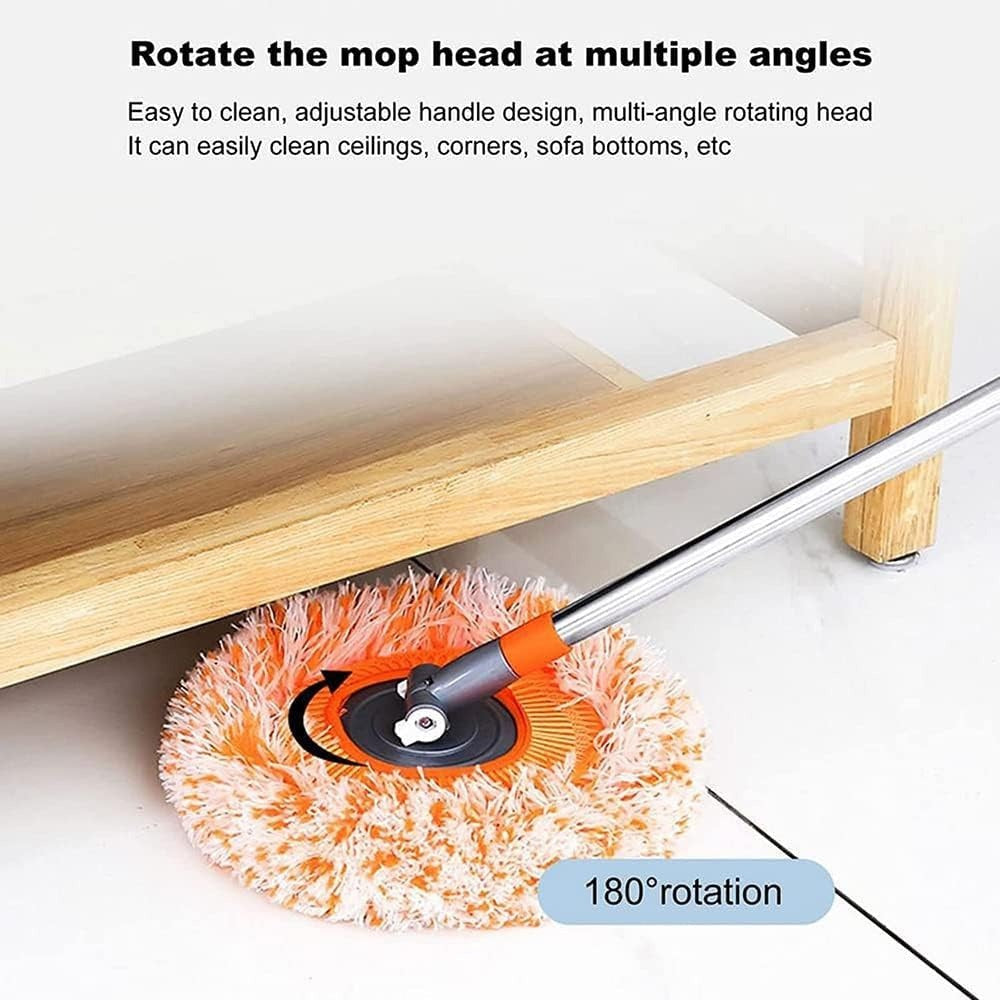 Long-Handle Telescopic Cleaning Mop �360? Rotating Microfiber Dust Mop with Detachable Head
