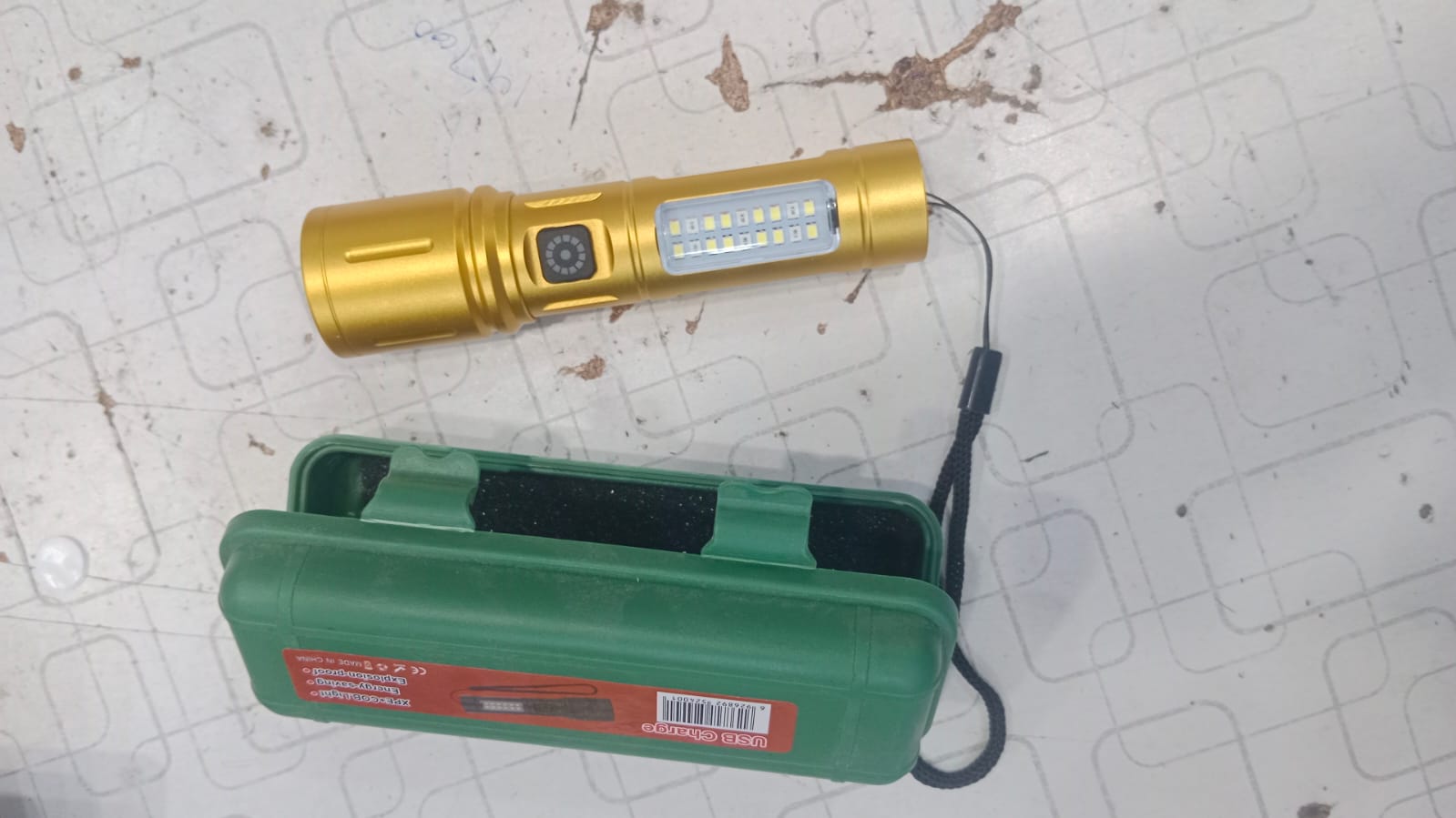 Rechargeable Golden LED Flashlight with COB Side
