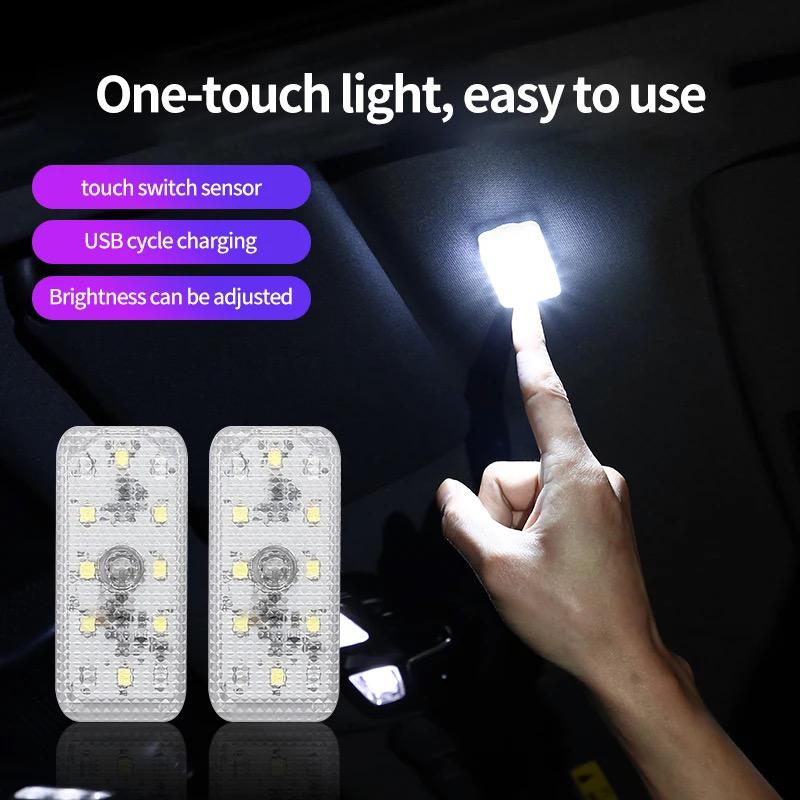 Car LED Lights Interior Magnetic Auto Interior lighting USB Rechargeable Portable LED Lights Car Night Reading Car Ambient Lighting 7 Colors (Random color)