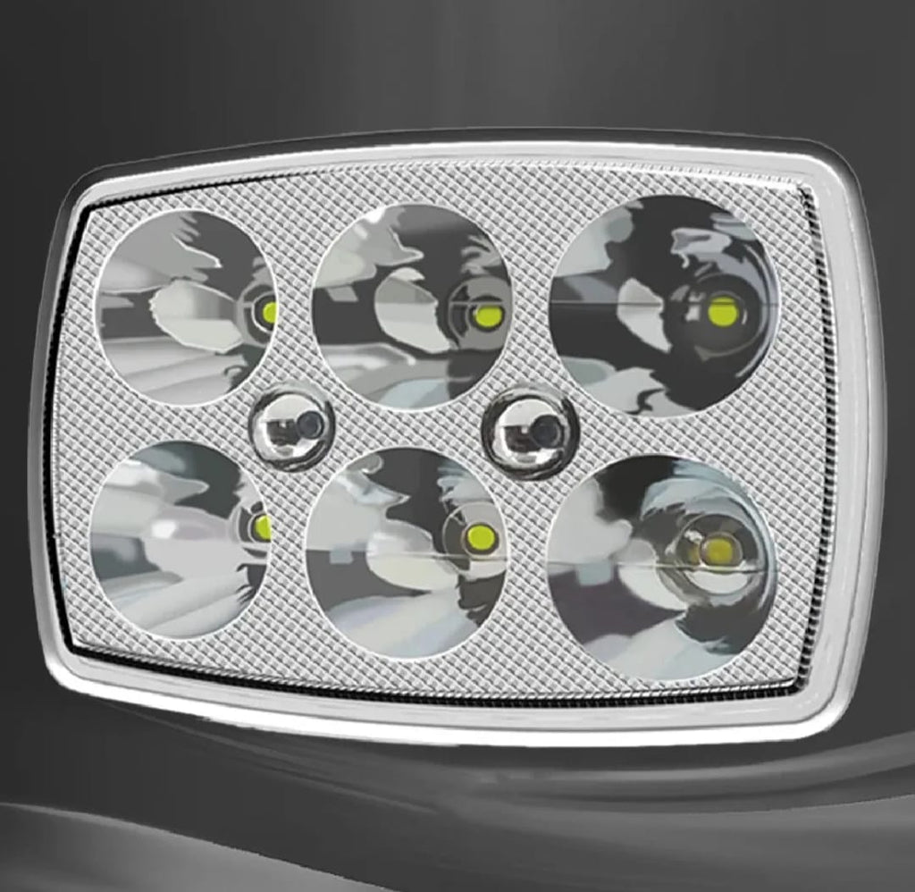 XBT-06 LED Fog Light High Motorcycle Square Headlight with Blue Mini Light for CD70 & 125cc Bikes