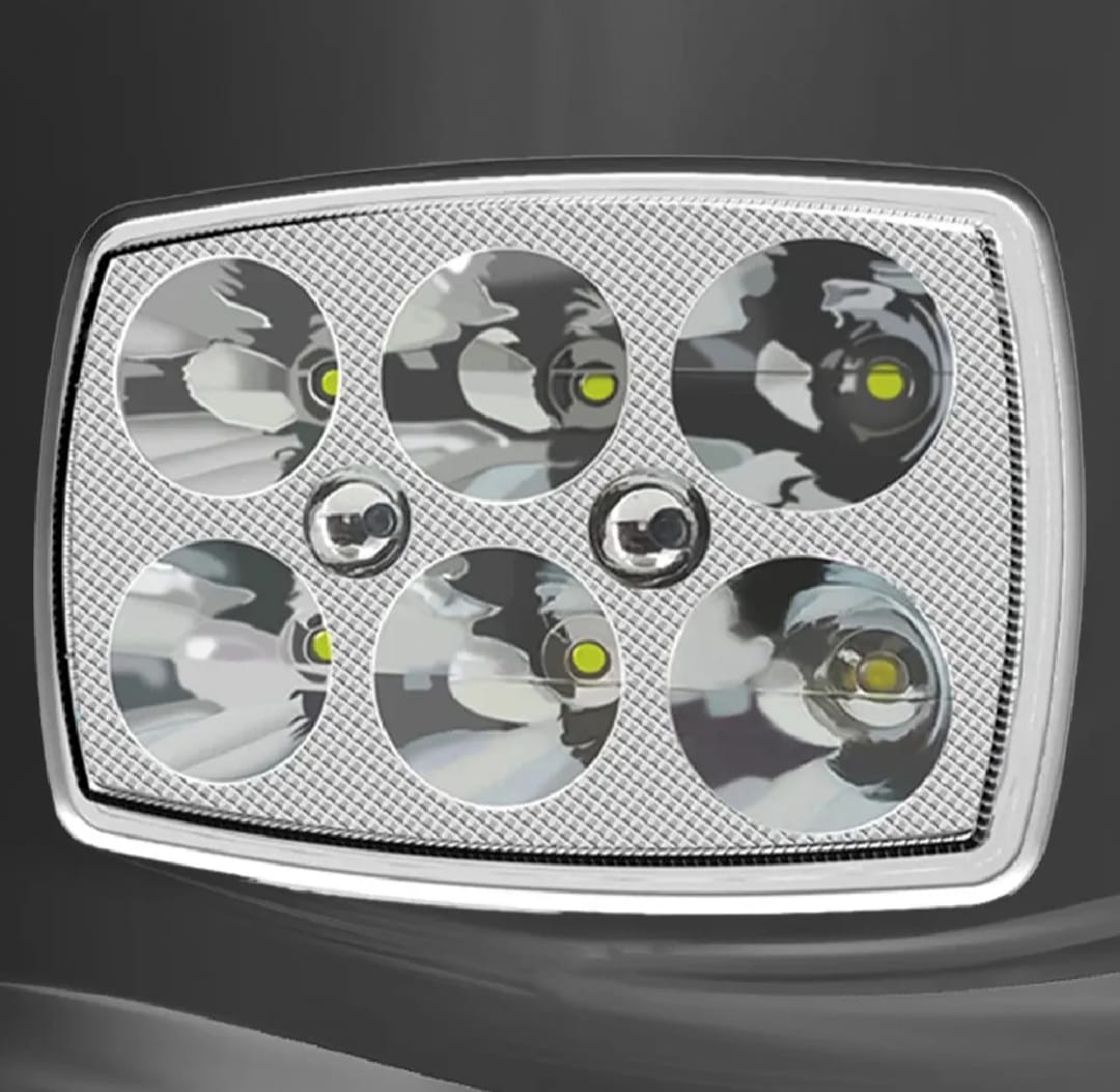 XBT-06 LED Fog Light High Motorcycle Square Headlight with Blue Mini Light for CD70 & 125cc Bikes