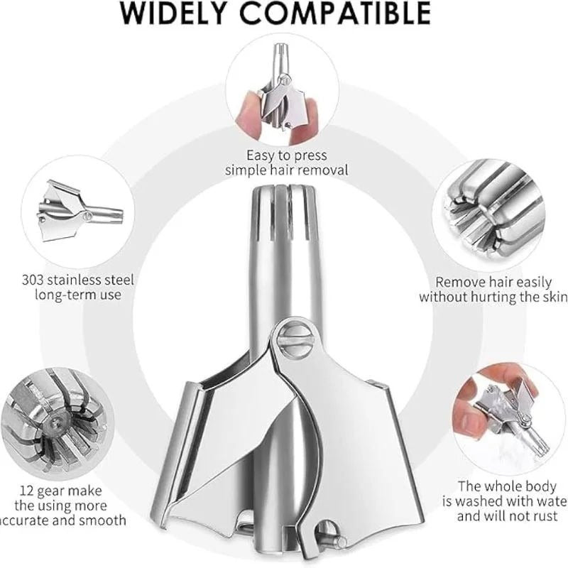 Manual Nose & Ear Hair Trimmer �Stainless Steel Precision Trimming Tool for Safe and Painless Grooming