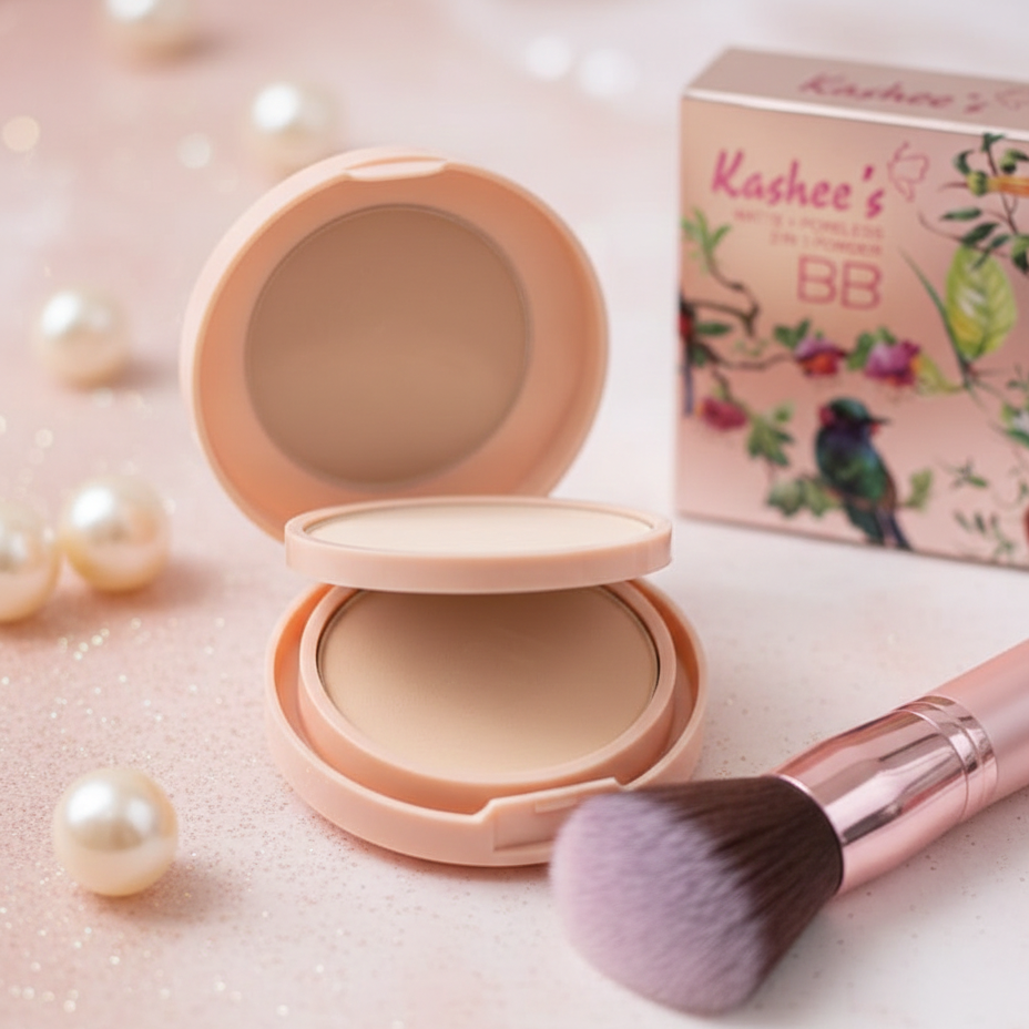 Kashees 2 In 1 Face Powder 110g �Dual Coverage Foundation & Setting Powder with Smooth Matte Finish, Long-Lasting Oil Control Formula for Flawless Everyday Makeup