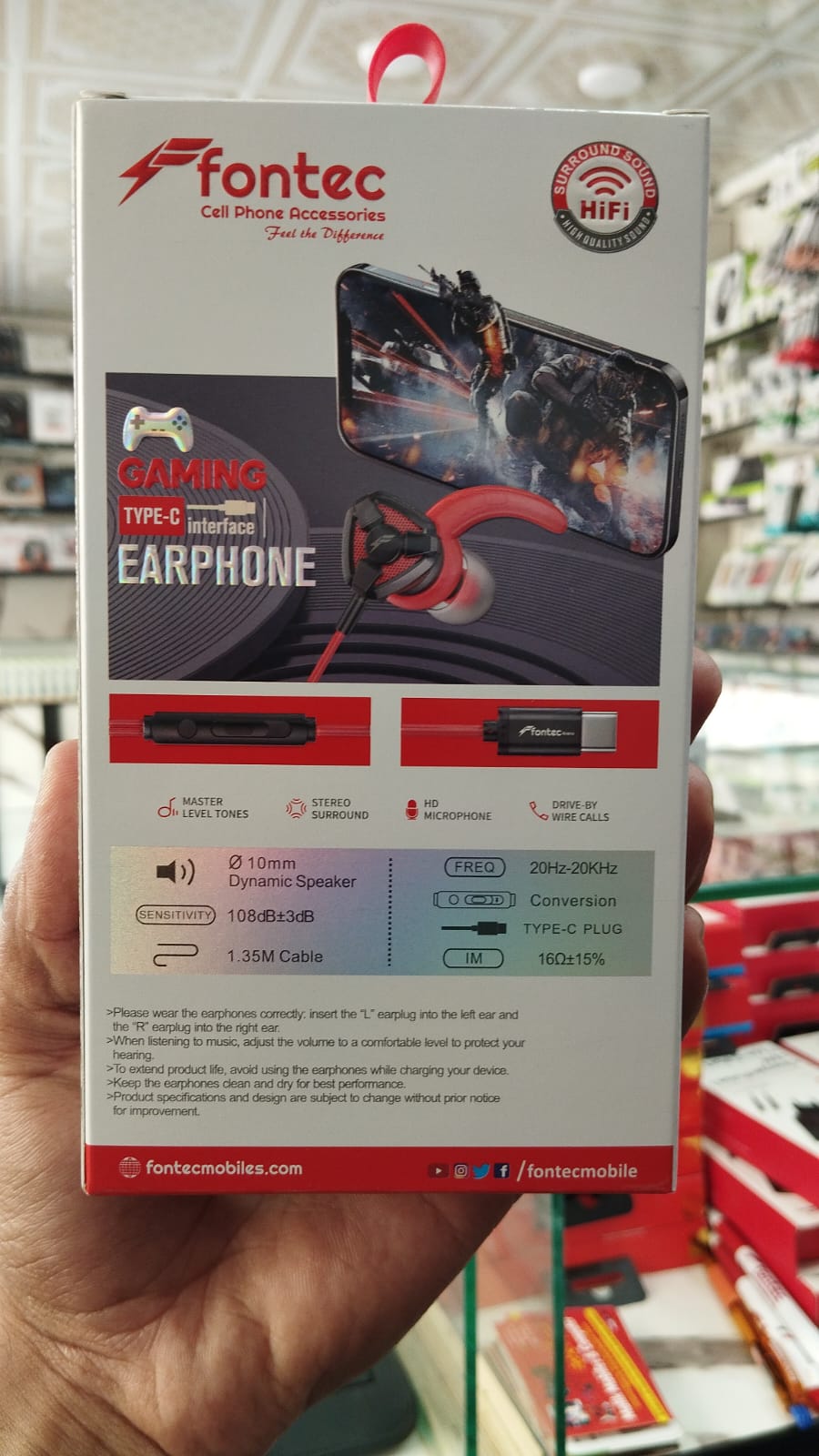 Fontec Arena Type-C Gaming Earphones with Detachable Mic �HiFi Stereo Surround Wired Handsfree for Type-C Devices (Random Color)