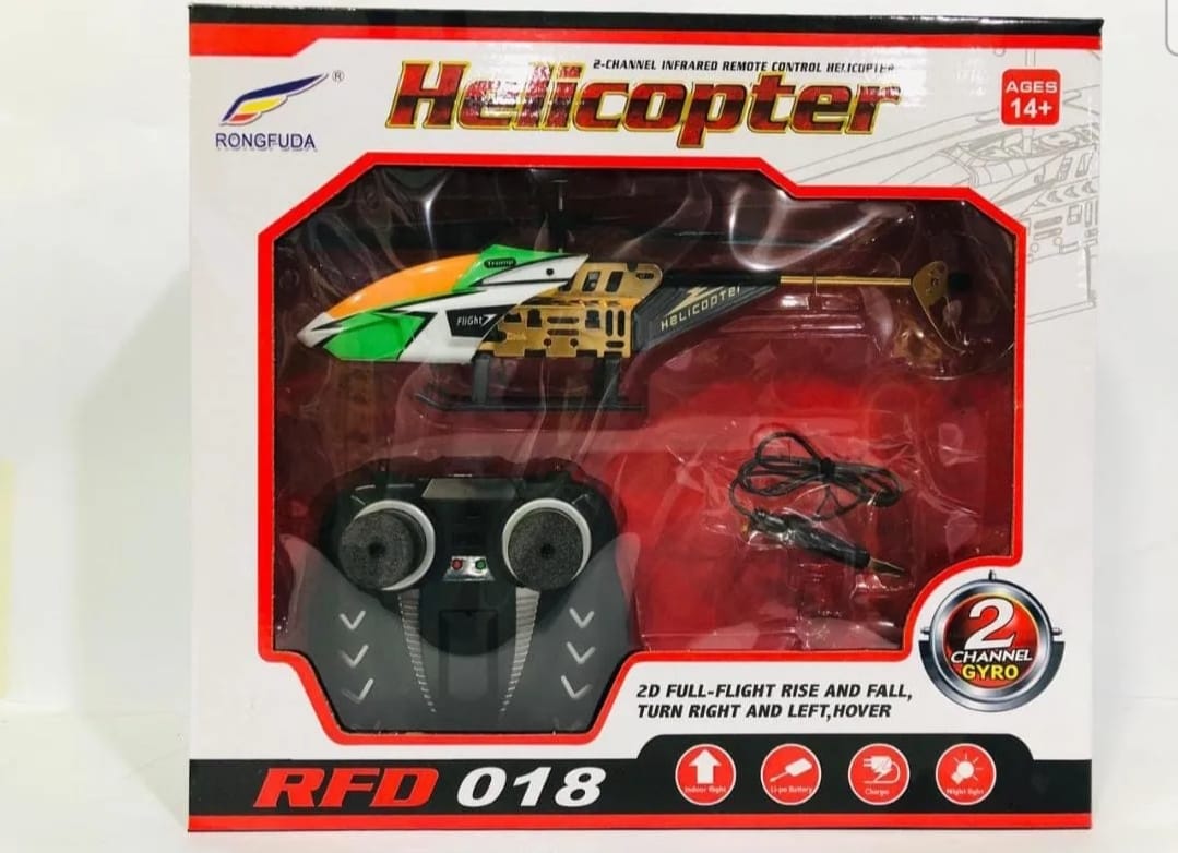 Remote Control Helicopter RFD-018 | 2D Full Flight | Rechargeable Li-Po Battery | Night Light Feature (Random Colour)