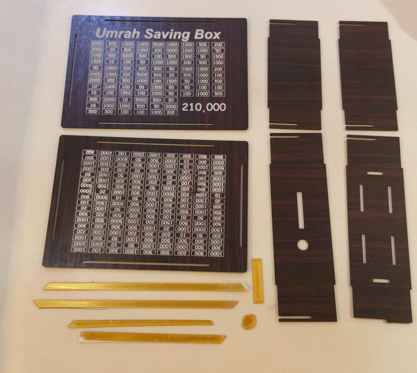 Premium Wooden Umrah Saving Box �210,000 Savings Goal Challenge Tracker