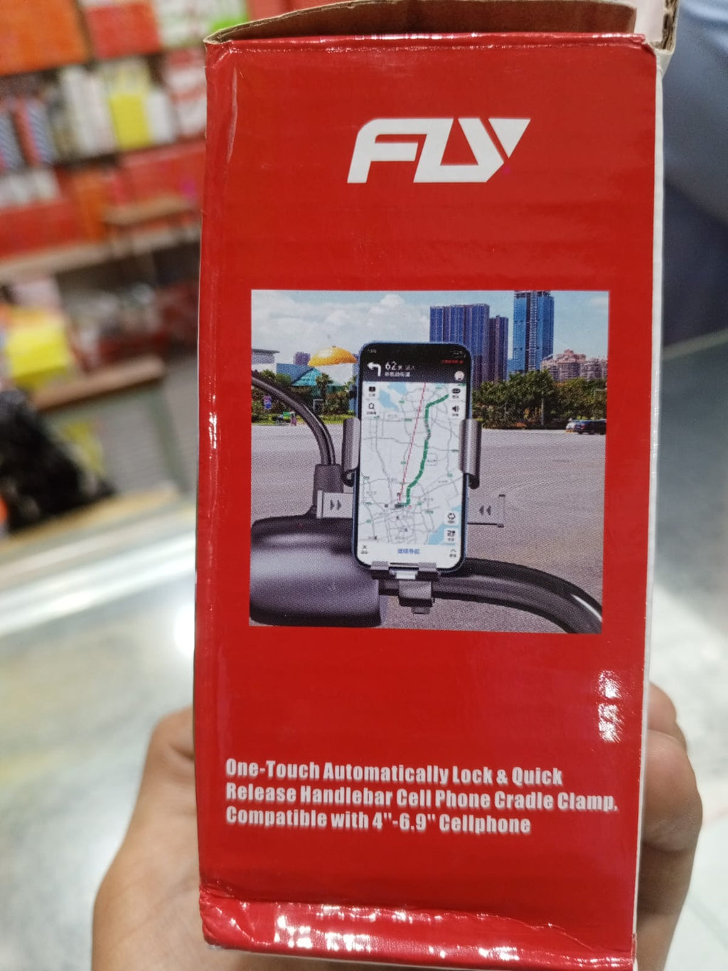 FLY Universal Mechanical Bike & Motorcycle Phone Mount �360? Adjustable Handlebar Bracket for Bicycles, Scooters & E-Bikes