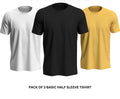 Pack of 3 Premium Half Sleeves Round Neck Plain Color T-Shirts for Men & Boys �Soft Comfortable Fabric (Size Medium)