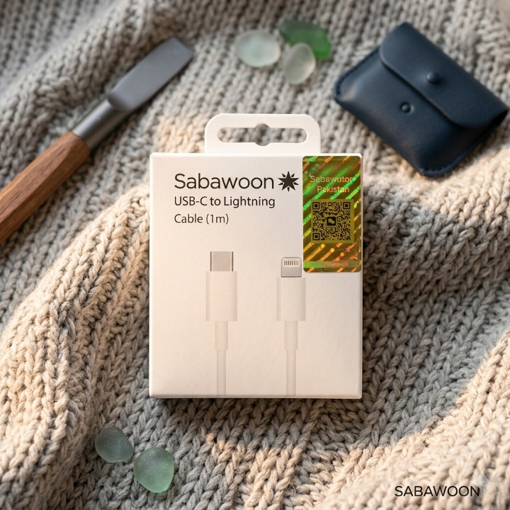 Sabawoon USB-C To Lightning Cable | 1m White Fast Charging & Data Transfer Cord