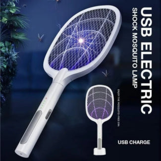 USB Rechargeable Mosquito Racket With Stand �Electric Insect Killer Bat For Indoor And Outdoor Use | Insects Killer | Mosquito Killer Racket (Random Color)