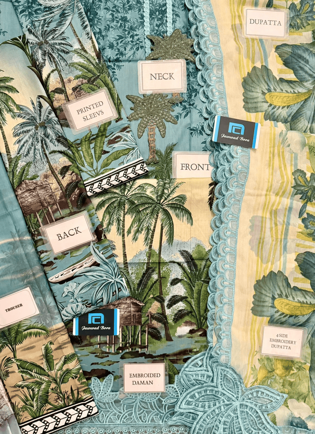 Maria.B MPrints Embroidered Lawn Unstitched 3 Piece Suit with Chiffon Dupatta �Ice Blue Summer Collection