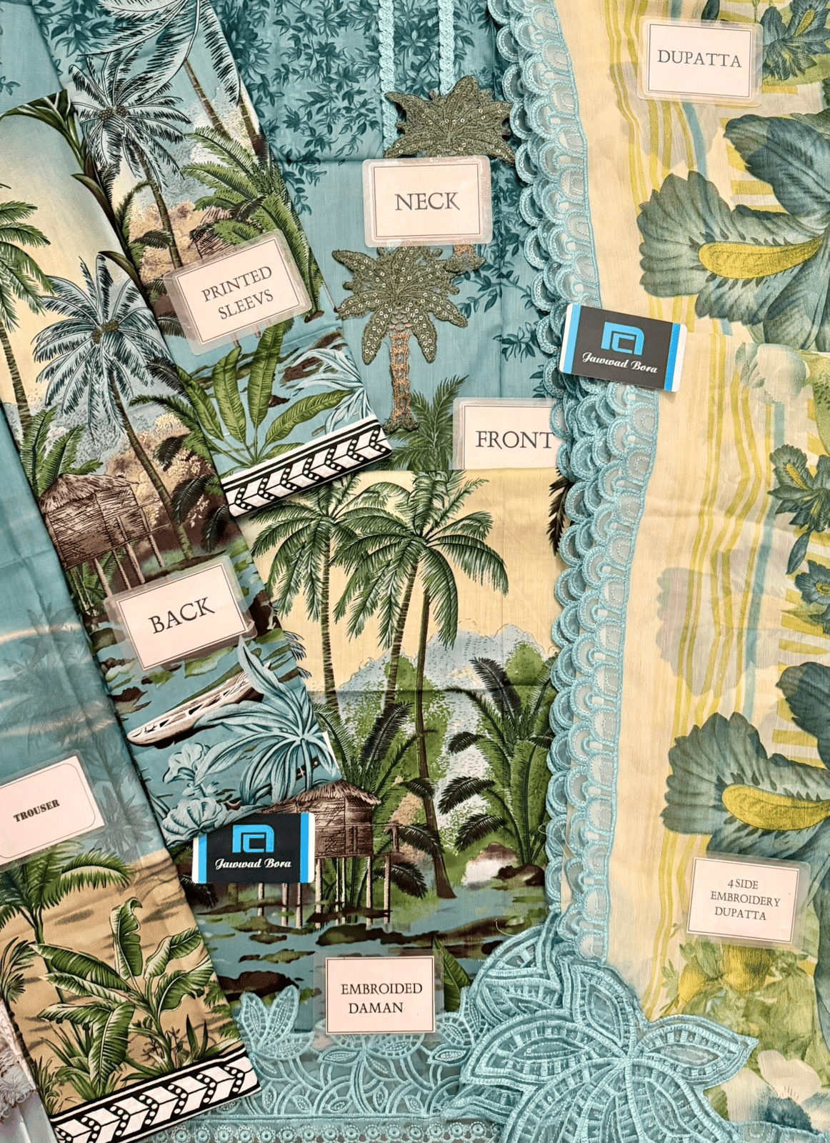 Maria.B MPrints Embroidered Lawn Unstitched 3 Piece Suit with Chiffon Dupatta �Ice Blue Summer Collection