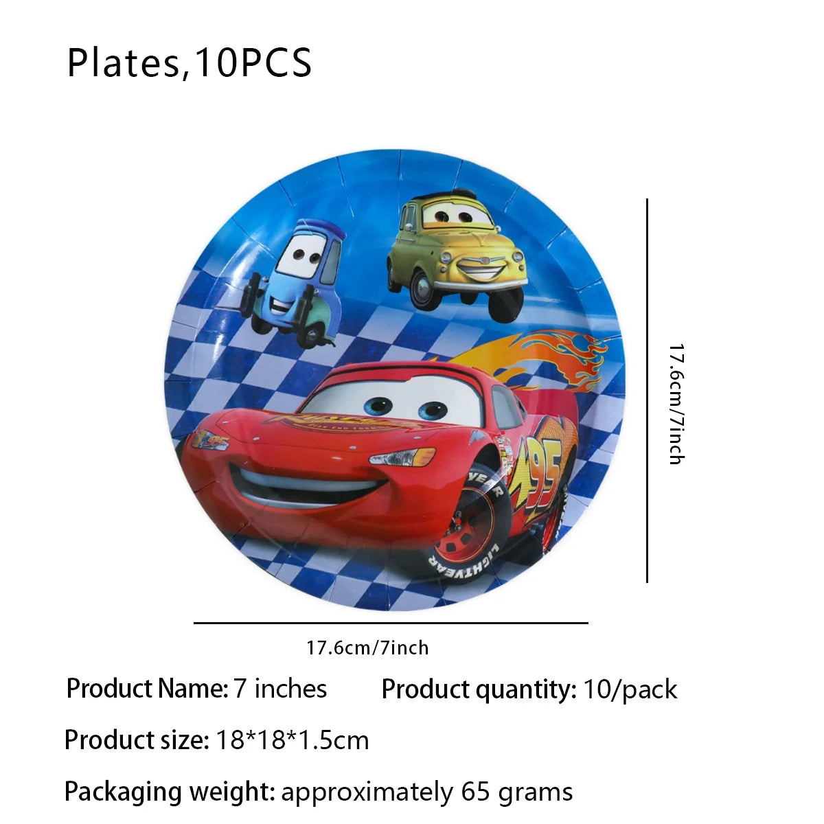 Character Birthday Plates | 10 Pcs Set | Disposable Party Plates | Fun & Colorful | Random Color And Design