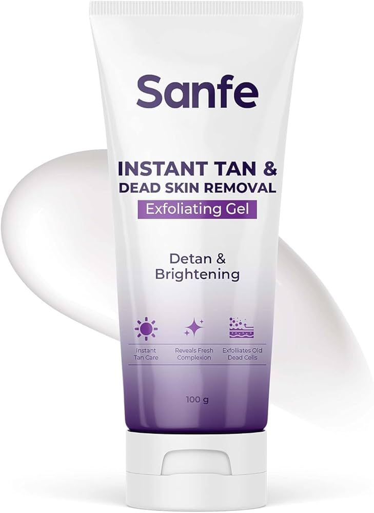 Sanfe Instant Tan & Dead Skin Removal Exfoliating Gel | Detan & Brightening Body Scrub | 100g