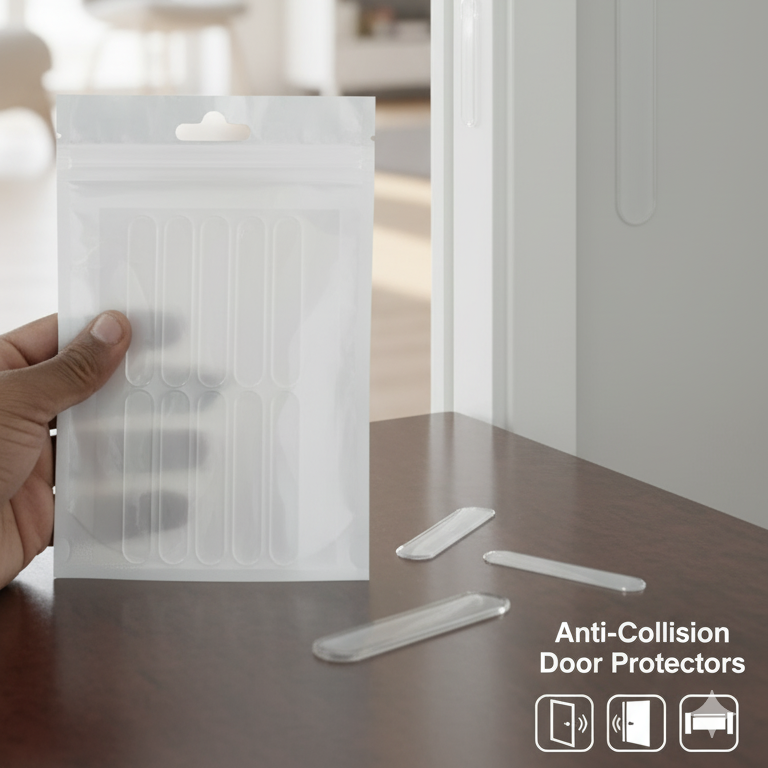 Pack of 10 Anti-Collision Door Stickers �Silicone Wall Protectors, Perforation-Free, Non-Marking, Mute Buffer Strips for Home & Furniture Safety