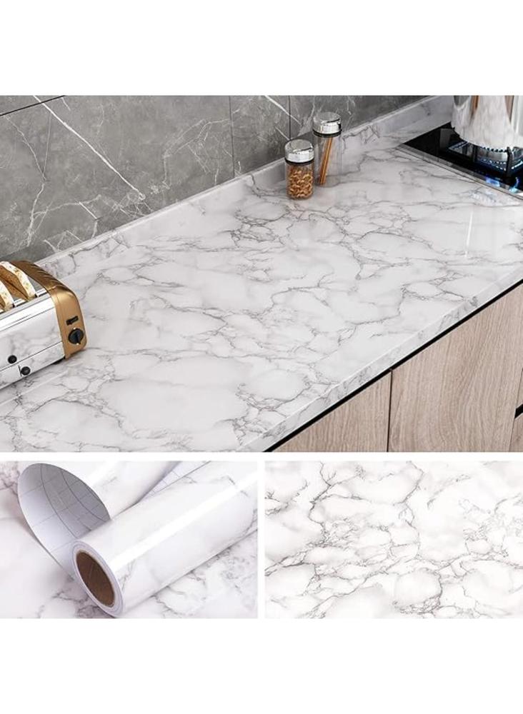Self-Adhesive White Marble Side Table 180x60cm