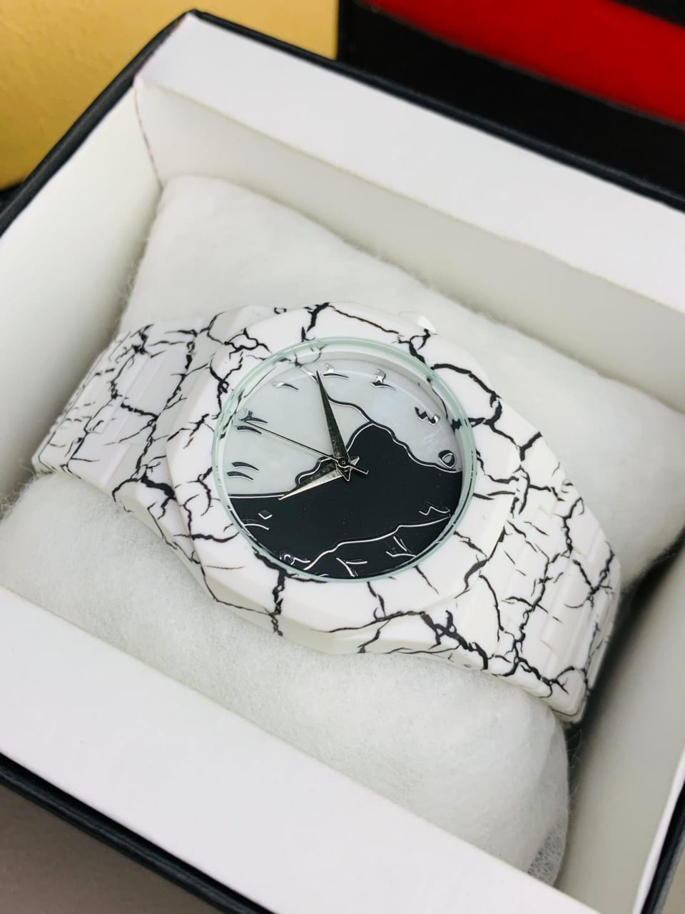New Arrival Arabic Aura White Marble Edition Watch for Men & Women �Premium Quartz Analog Wrist Watch with Unique Marble Strap