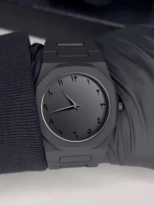 The Noir Eastern Minimalist �Matte Black Octagonal Timepiece ( without box)