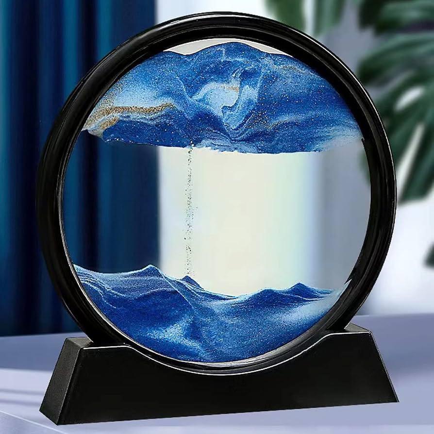 3D Moving Sand Art Blue Ocean Design Glass Frame