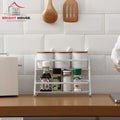 Stylish Metal Spice Rack White Two Tier Kitchen Organizer