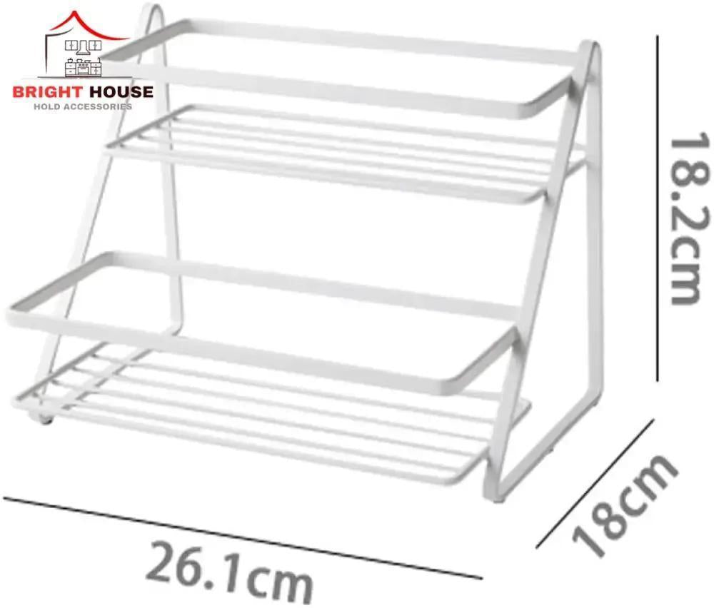 Stylish Metal Spice Rack White Two Tier Kitchen Organizer