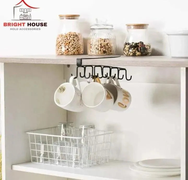Black Metal Mug Stand for Kitchen Organization