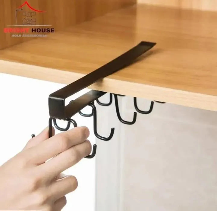 Black Metal Mug Stand for Kitchen Organization