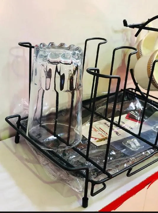 Modern Kitchen Rack Black Metal with Hooks for Plates & Tools