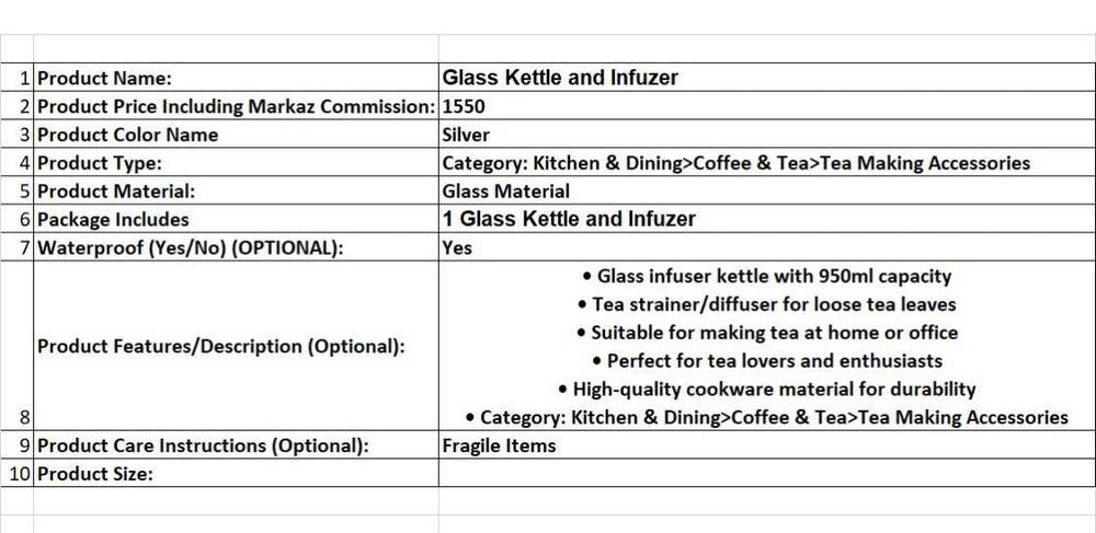 Glass Tea Pot with Stainless Steel Infuser 950ml