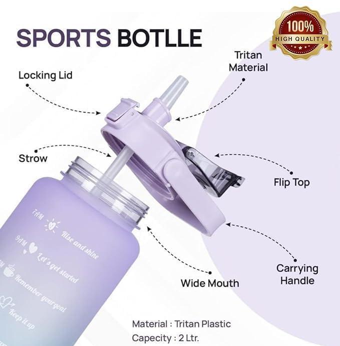 3 Pcs Gradient ABS Water Bottles 500ml Leak Proof