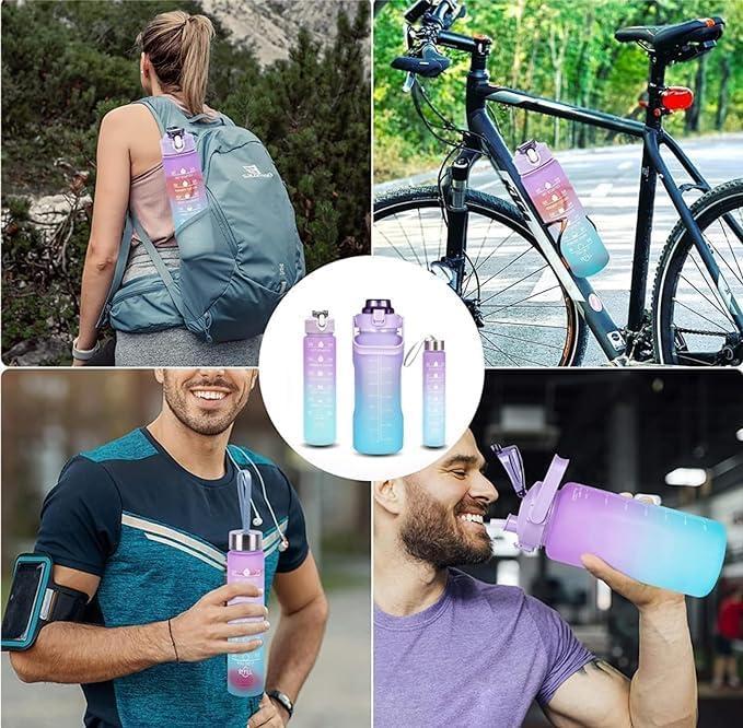 3 Pcs Gradient ABS Water Bottles 500ml Leak Proof