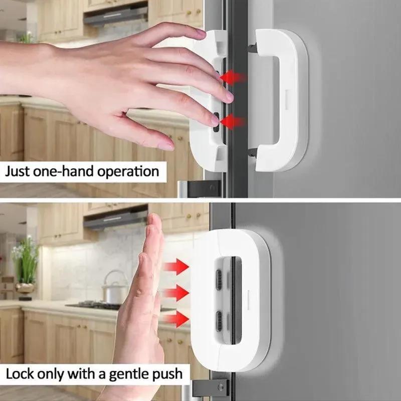 One-Hand Fridge Lock White ABS Plastic