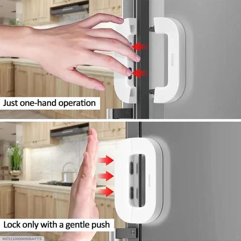 One-Hand Fridge Lock White ABS Plastic
