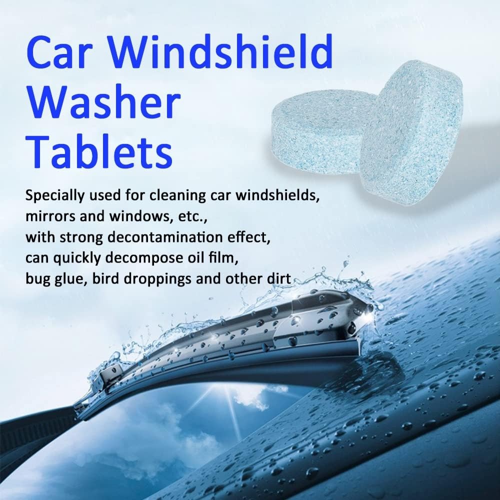 Car Windshield Washer Fluid Concentrate Tablets | Solid Effervescent Wiper Cleaning Tablets | 20-Tablets