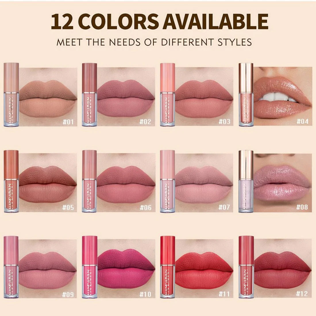 12 Colors HANDAIYAN Matte Liquid Lipstick Set – photo 5