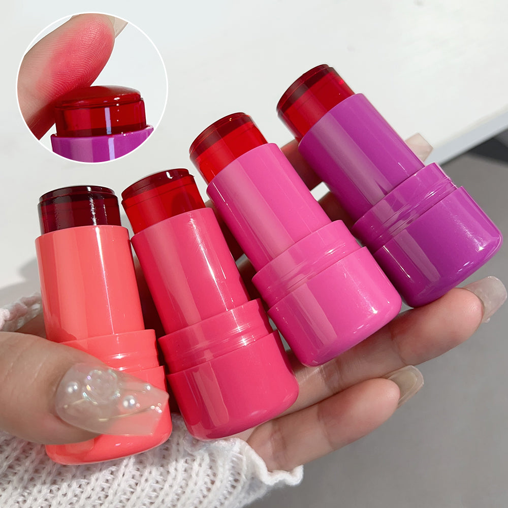 pack of 4 Cheek Lip Tinted Moistured Blush Stick Eyes Cheek Lip Brighten Cream Water Jelly Tint Stick Matte Contour Makeup
