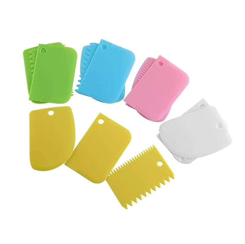 3PCS/Set DIY Cake Cream Scraper Set Cake Decorating Tools Multifunctional Irregular Teeth Edge Kitchen Baking Tool(Pack of 3)
