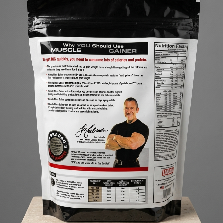 Labrada Nutrition Muscle Mass Gainer 2lbs Chocolate Flavor High-Calorie Weight & Muscle Gain Powder