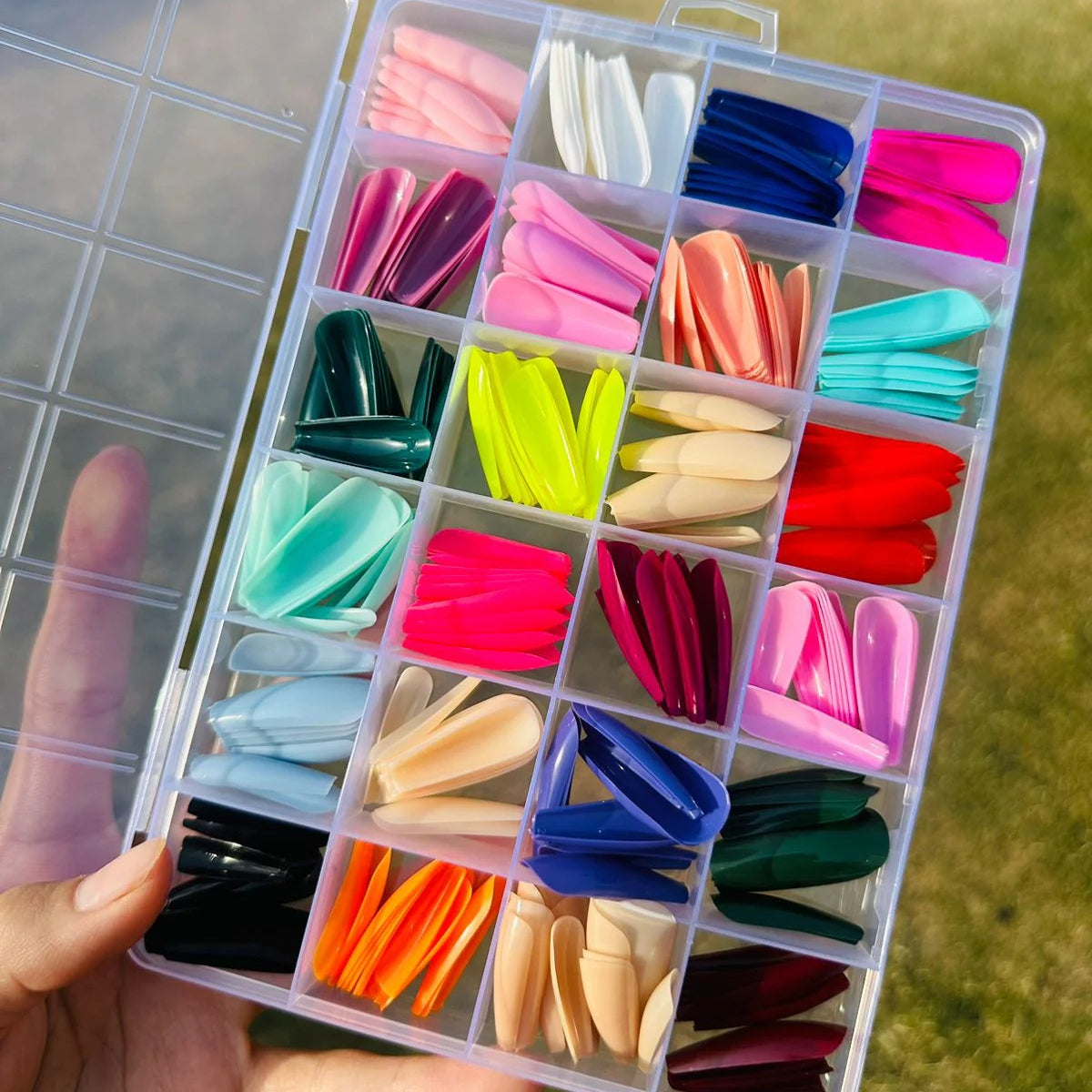 Pack Of 2 576 Pcs Artificial Nails With Free Nail Glue Made Of Abs Plastic In Multicolor